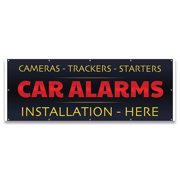 Car Alarms Installation Banner Concession Stand Food Truck Single Sided